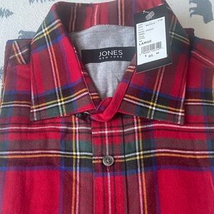 Jones New York Vibrant Red Plaid Full Sleeve Shirt